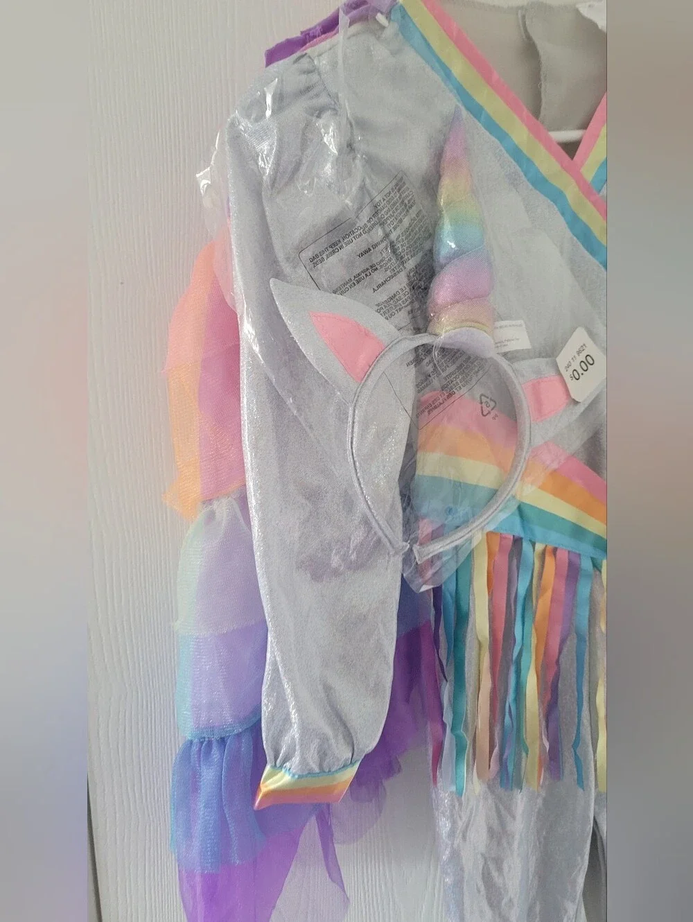 Target Rock Star Unicorn Costume Silver Multicolor Kids Sz S 6-8 Year Halloween.